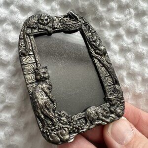 Vintage 80s Arthur Court Playful Kitten Pewter Tiny Frame‎ Whimsical Nostalgia
